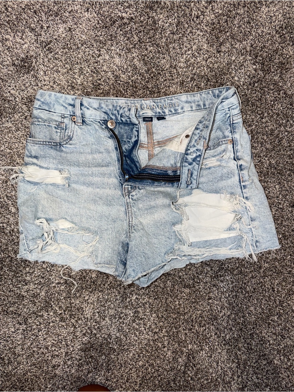 American Eagle Outfitters Light Blue Distressed Denim Shorts